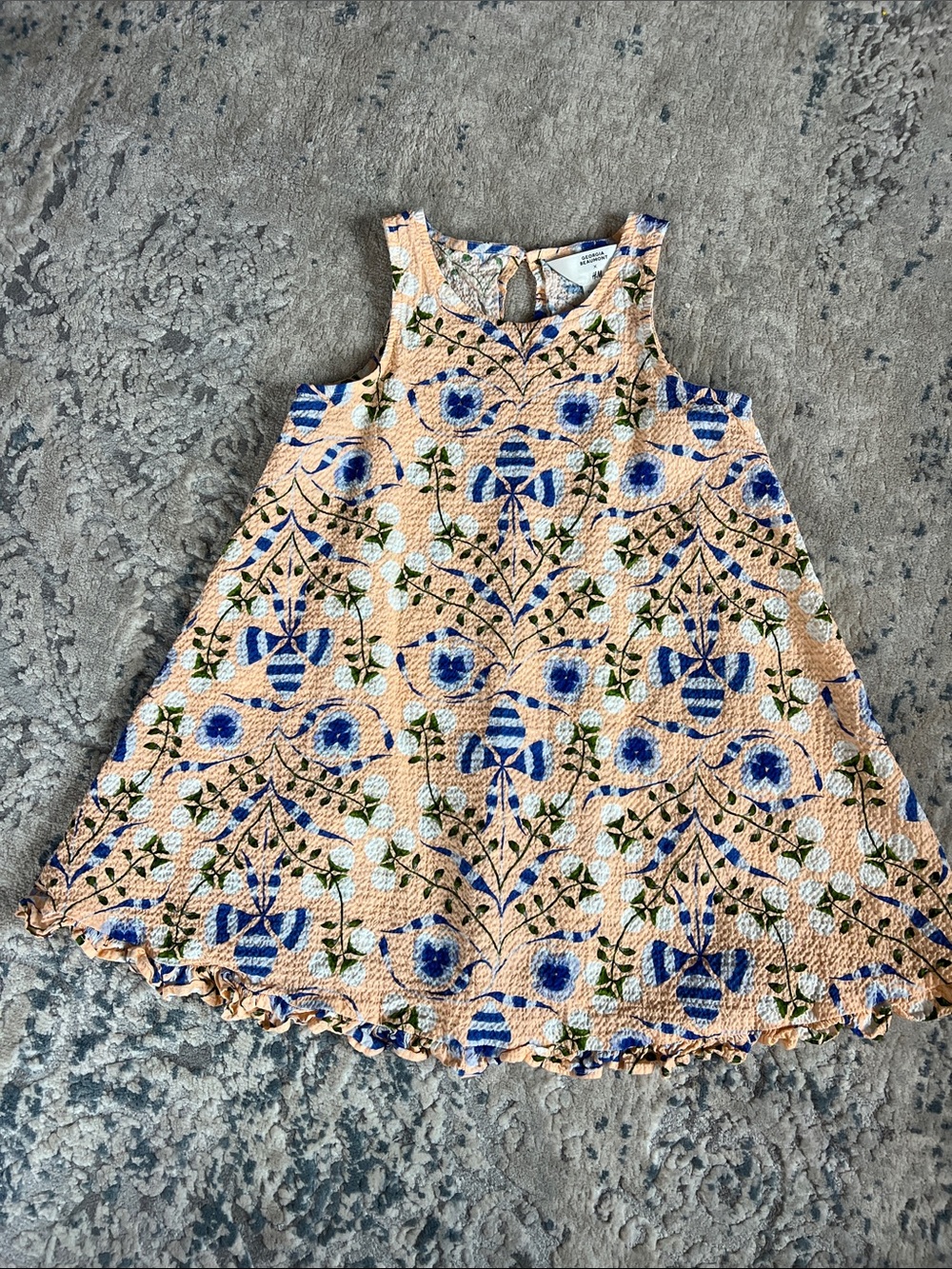 Georgia Beaumont x H&M Peach Dress with Blue Floral Print